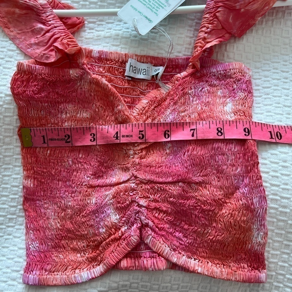 Tiare Hawaii Off the Shoulder Hollie One Size Crop Top in Pink Coral Smoke - Picture 14 of 16